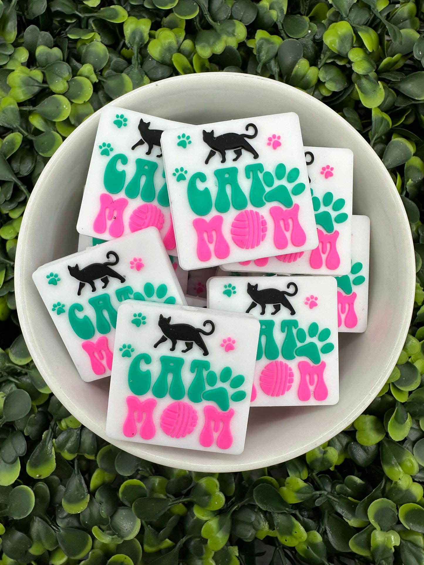 Cat Mom Silicone Focal Bead