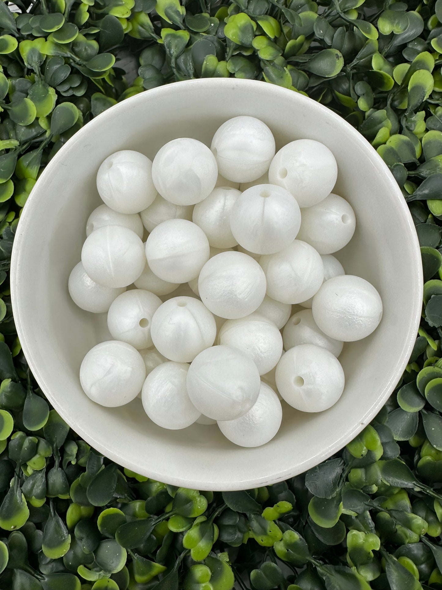 15mm White Pearl Silicone Bead