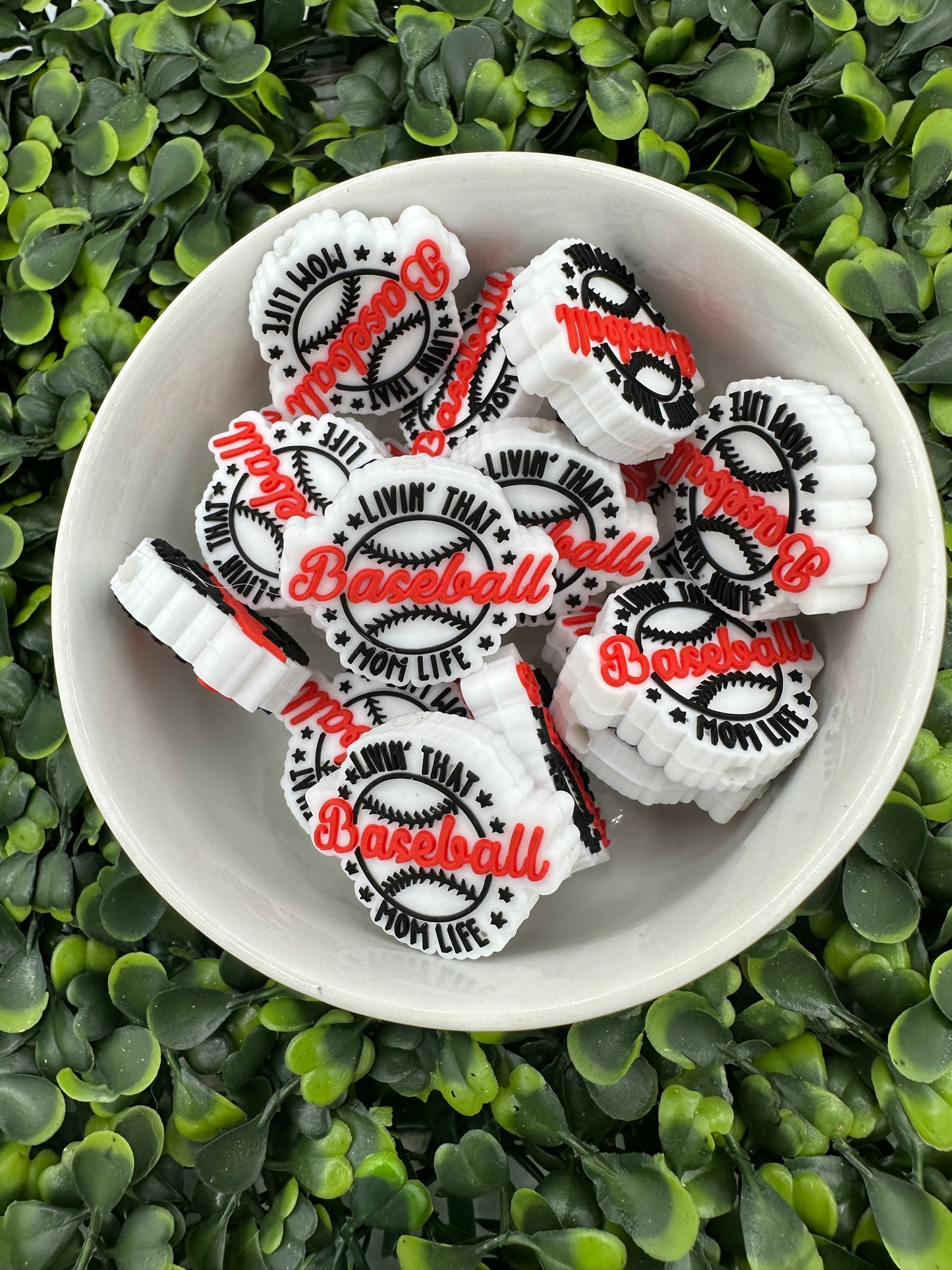 Baseball Mom Life Silicone Focal Bead