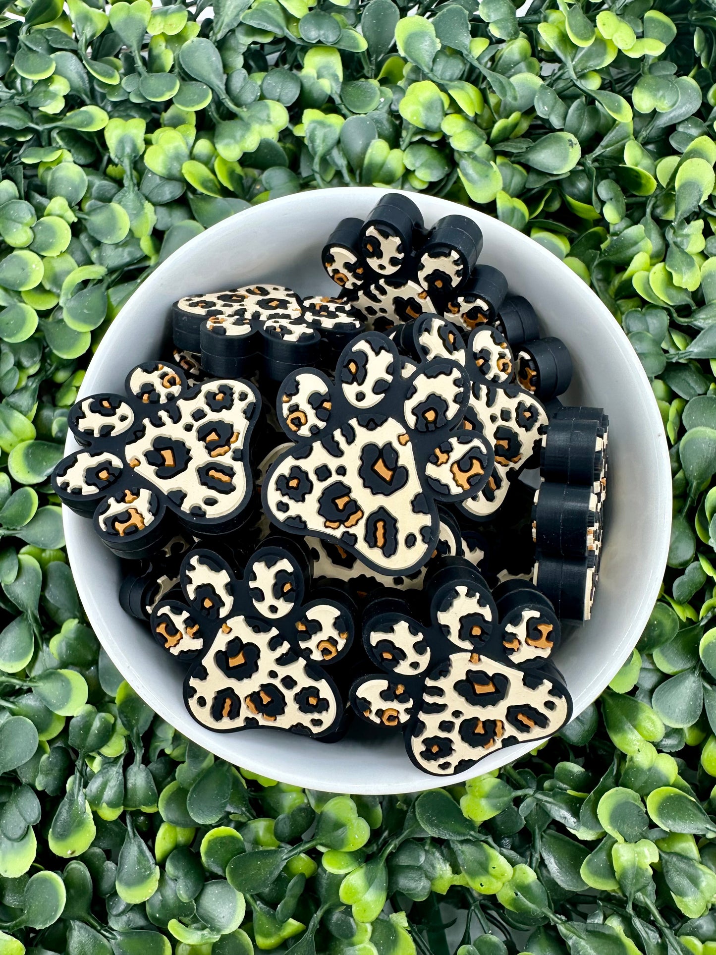 Cheetah Paw Print Silicone Focal Bead