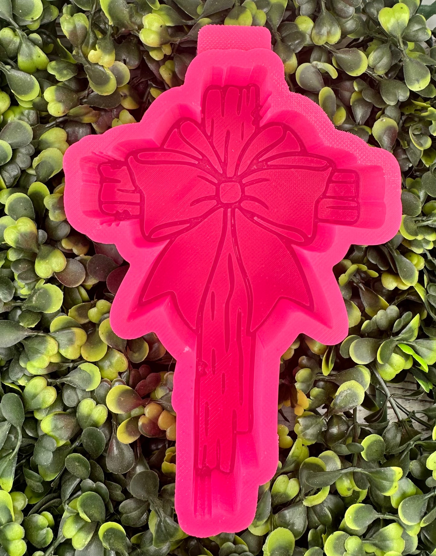Cross with Bow Silicone Mold