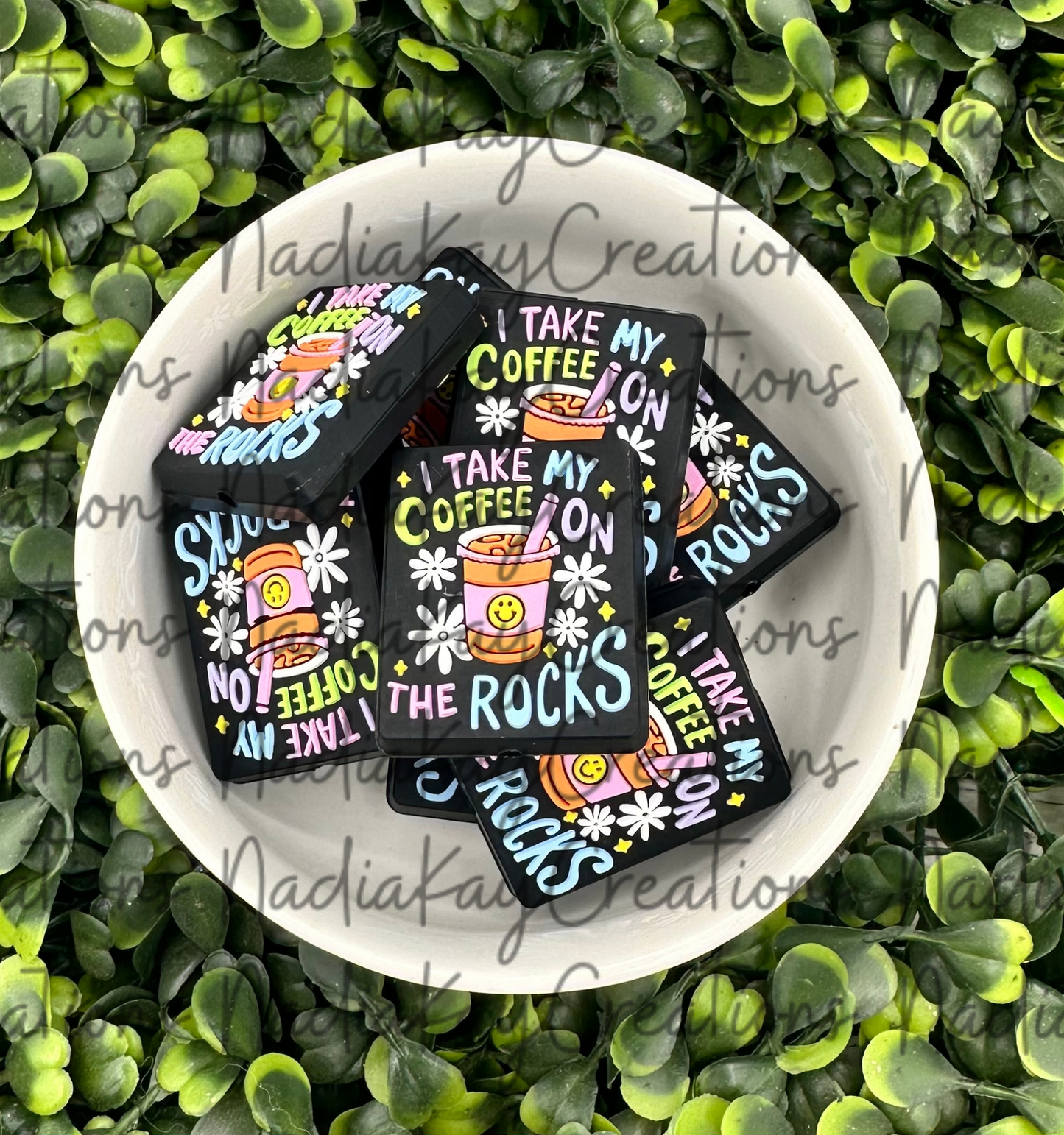 Coffee on Rocks Silicone Focal Bead
