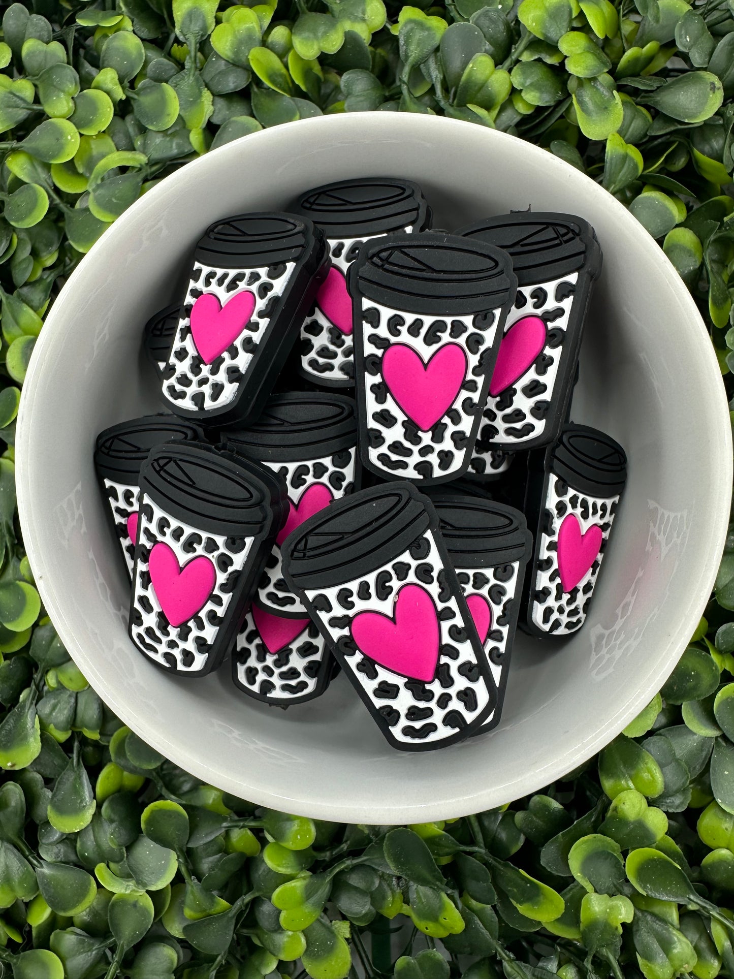 Love Coffee Cup Silicone Focal Bead
