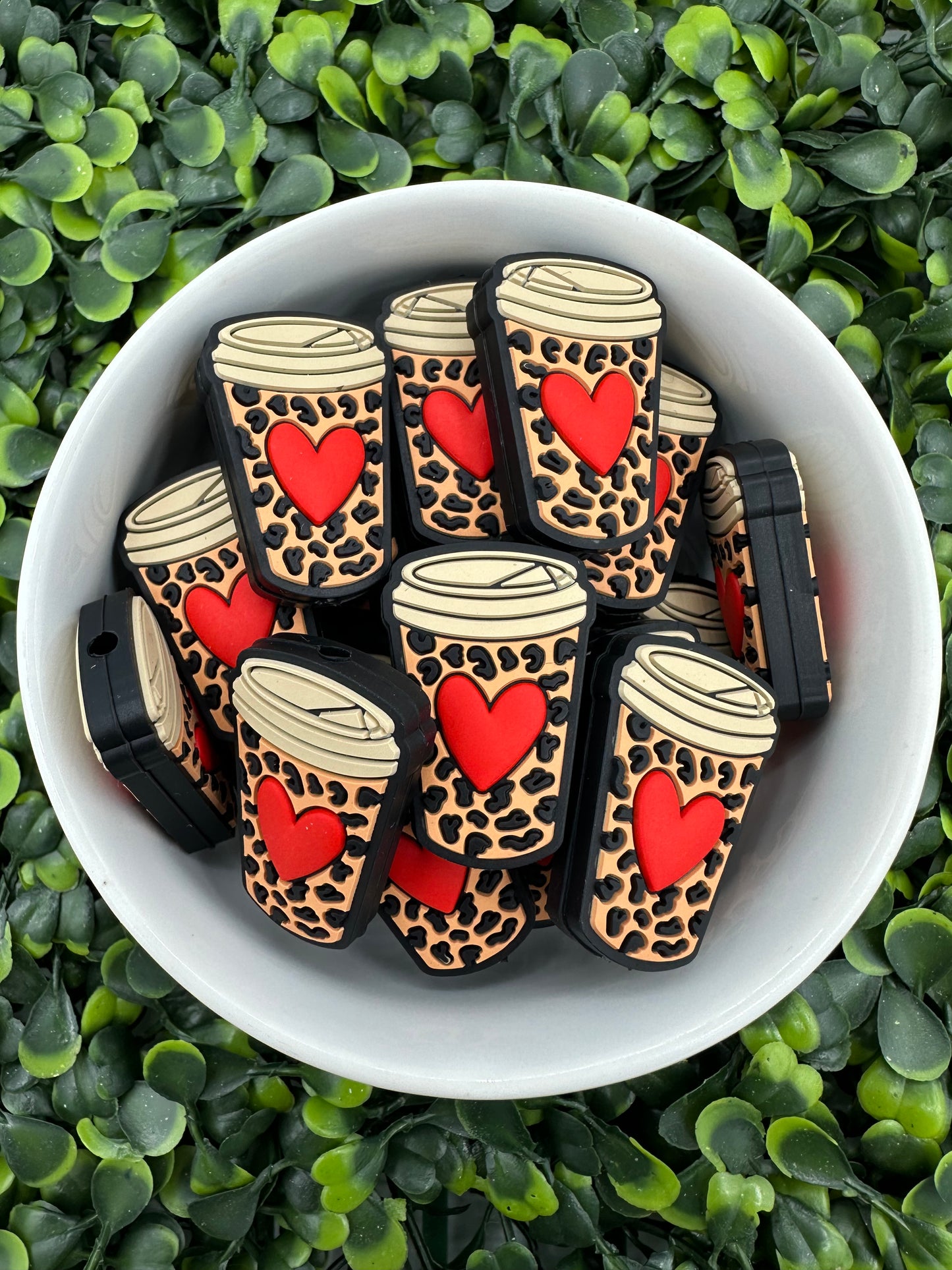 Love Coffee Cup Silicone Focal Bead