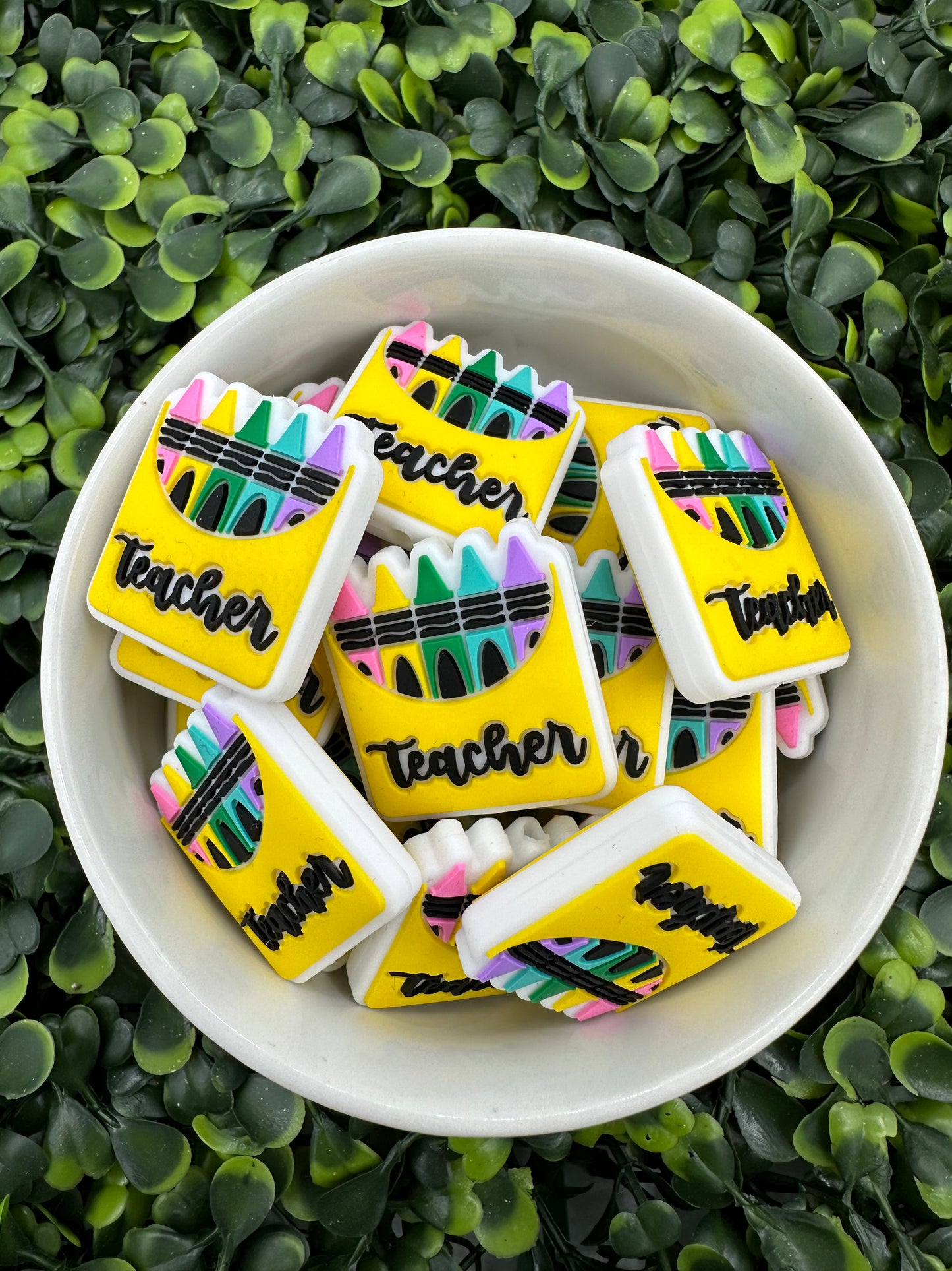 Teacher Crayon Silicone Focal Bead