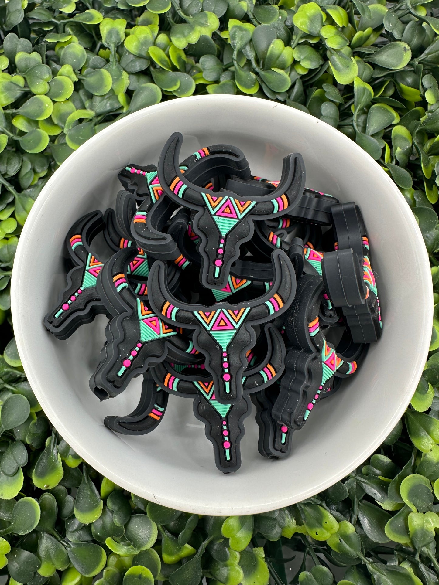 Aztec Bull Skull Silicone Focal Bead