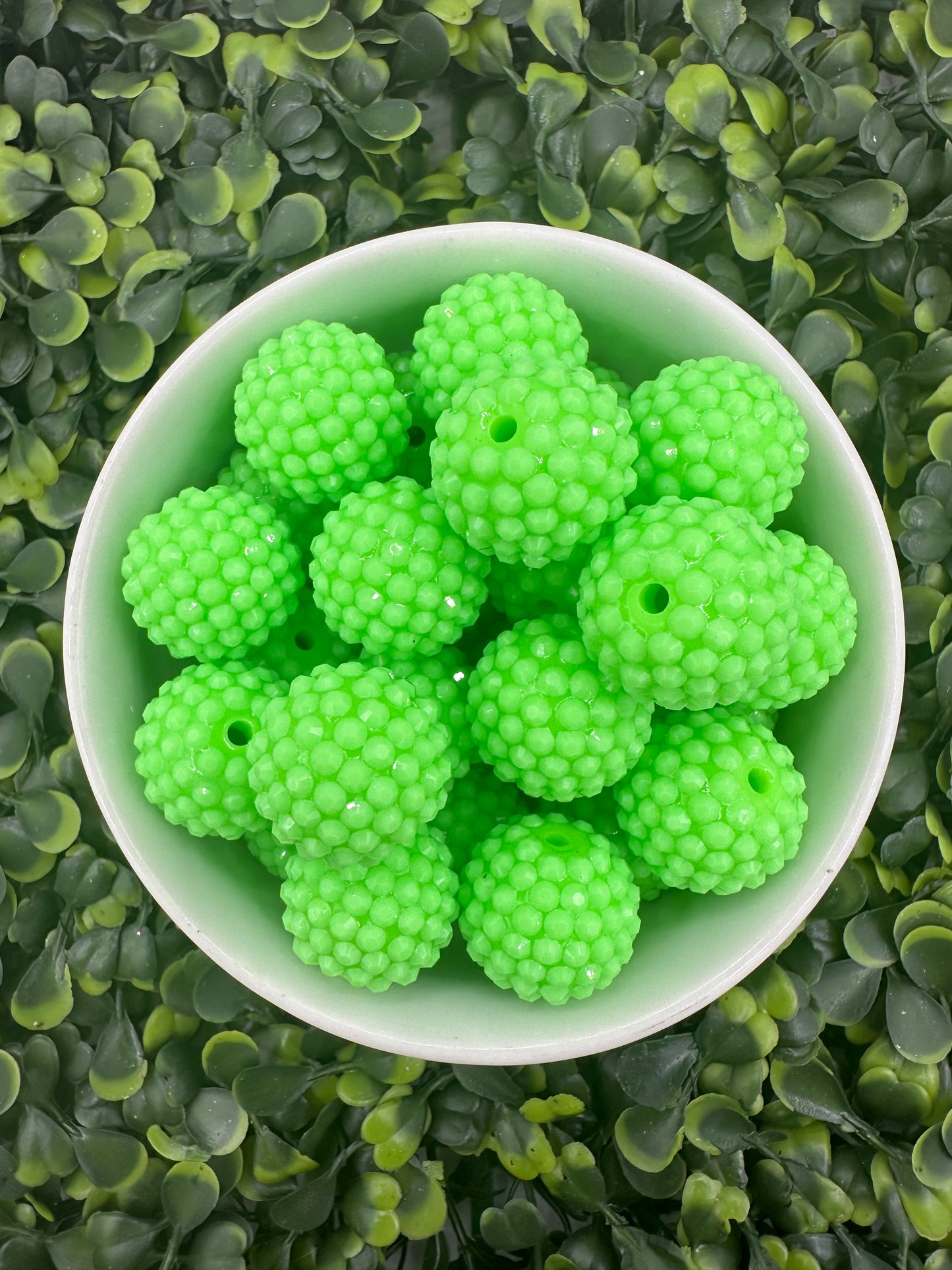 16mm Neon Green Rhinestone Acrylic Bead
