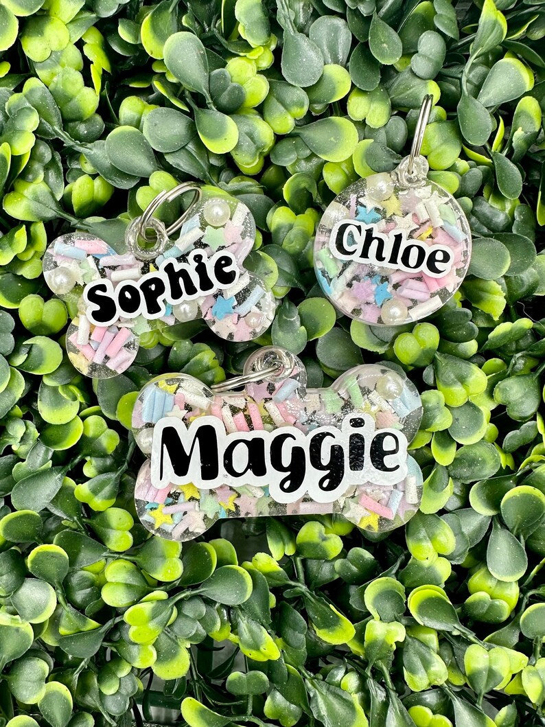 Pastel Star Sprinkle Resin Animal ID Tags