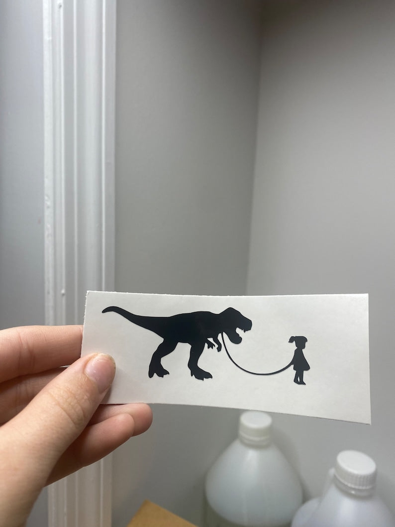 Girl Walking Dinosaur Easter Egg Decal