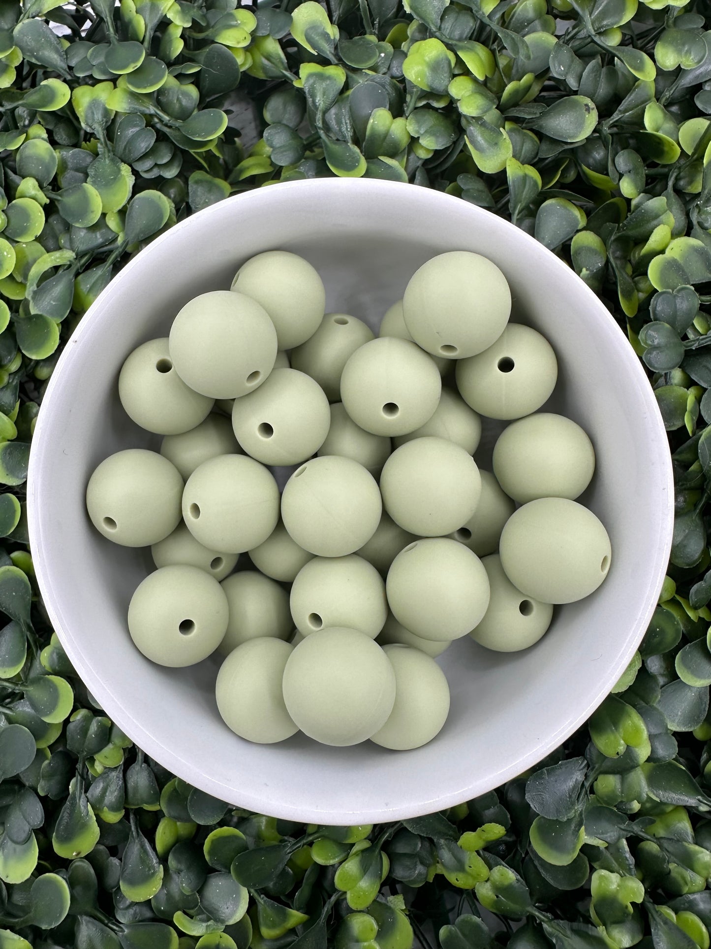 15mm Sage Green Silicone Bead