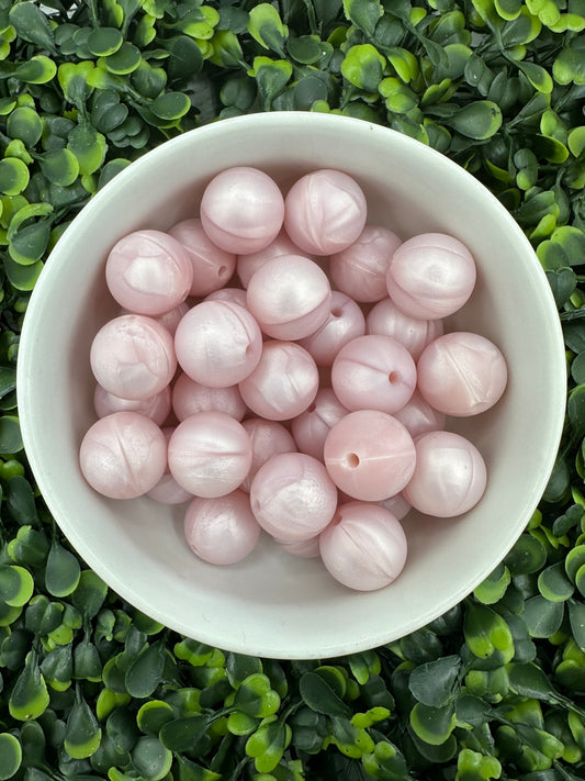 15mm Light Pink Pearl Silicone Bead