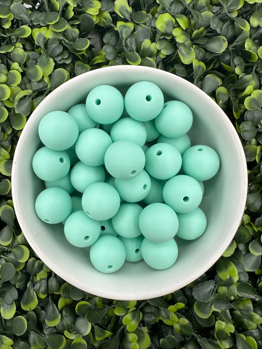 15mm Aqua Blue Silicone Bead