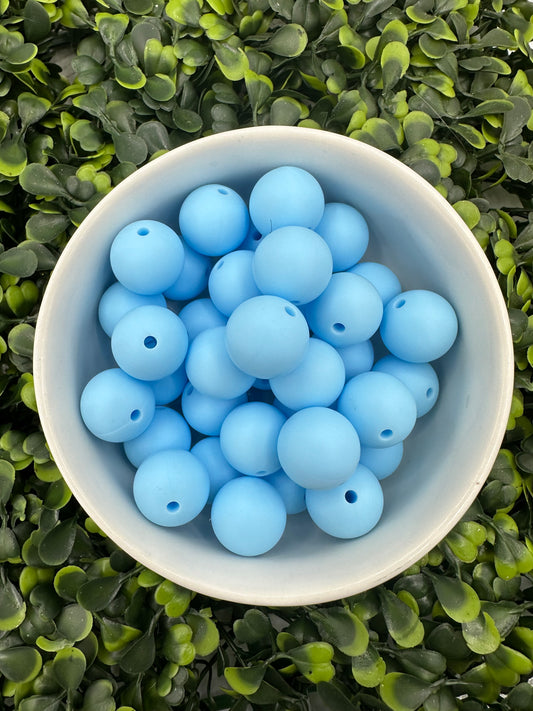 15mm Light Blue Silicone Bead