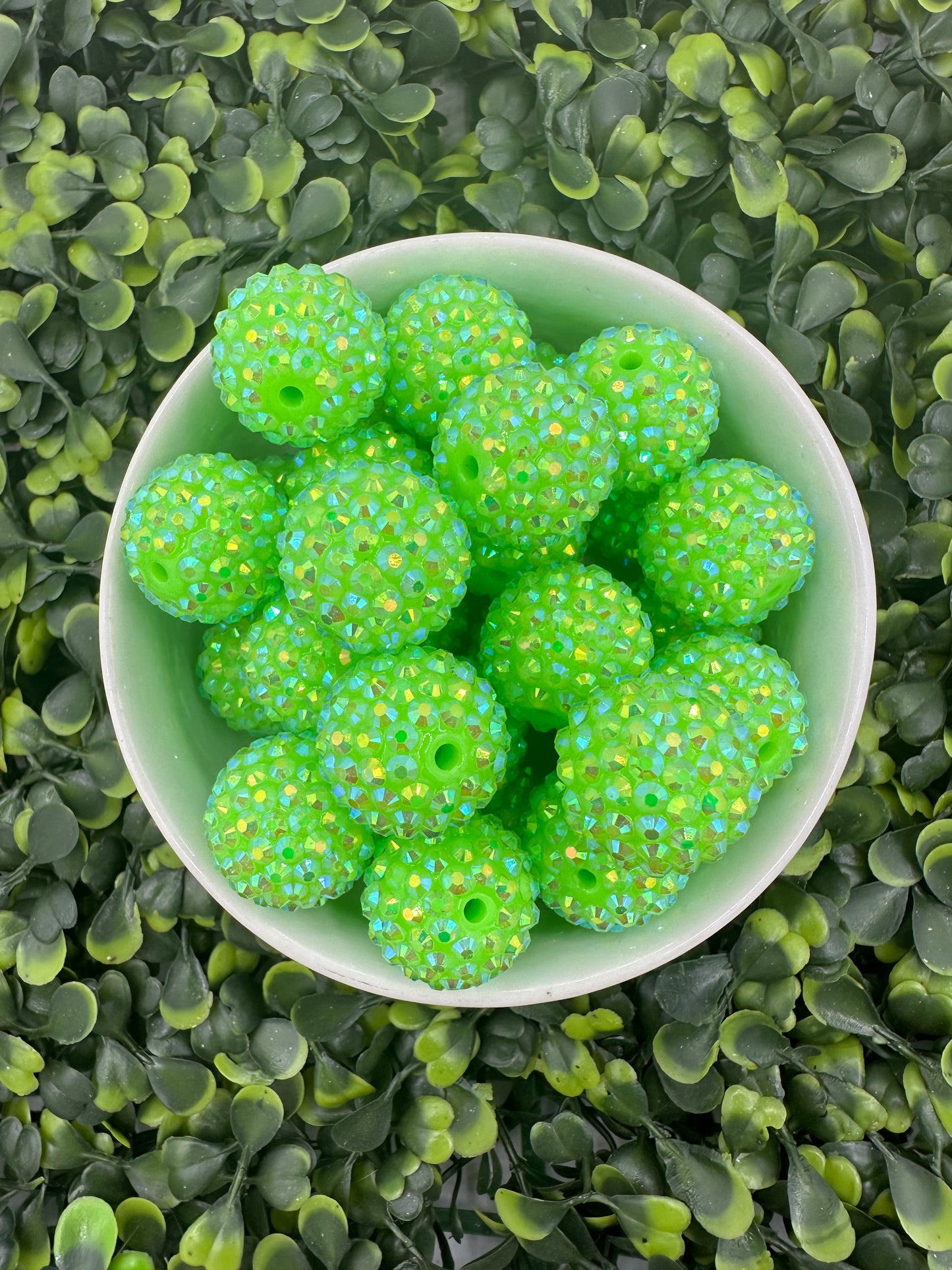 16mm Green Rhinestone Acrylic Bead