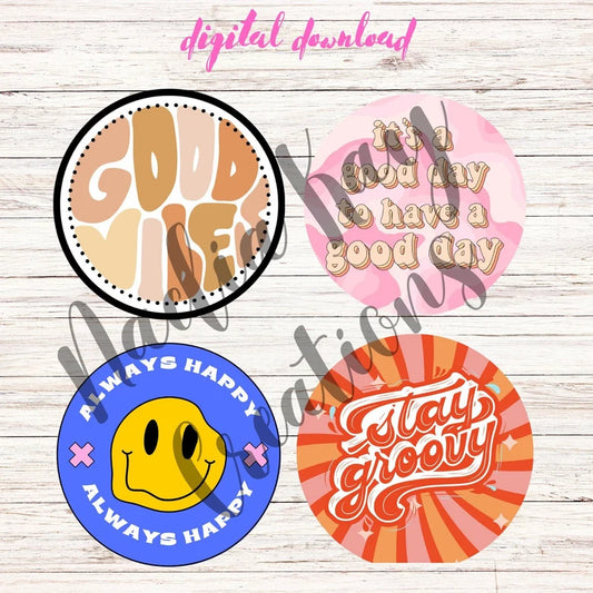 Positivity Round Cardstock PNG bundle