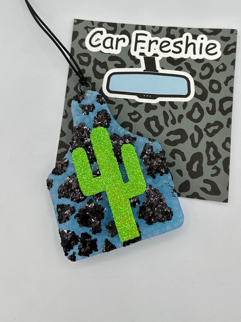 Cow Tag Cactus Car Freshie